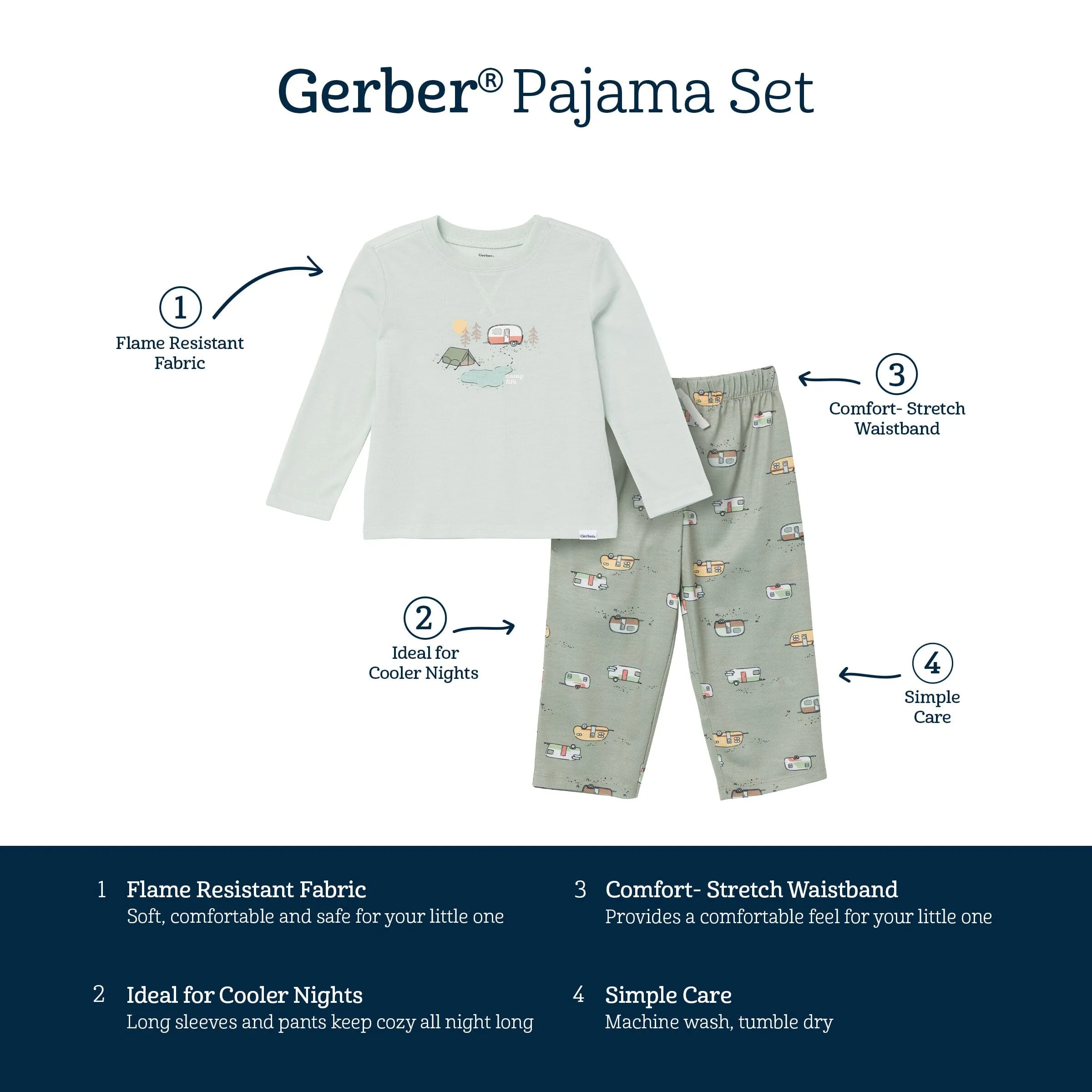2-Piece Toddler Boys Camp Pajama Set Gerber Childrenswea