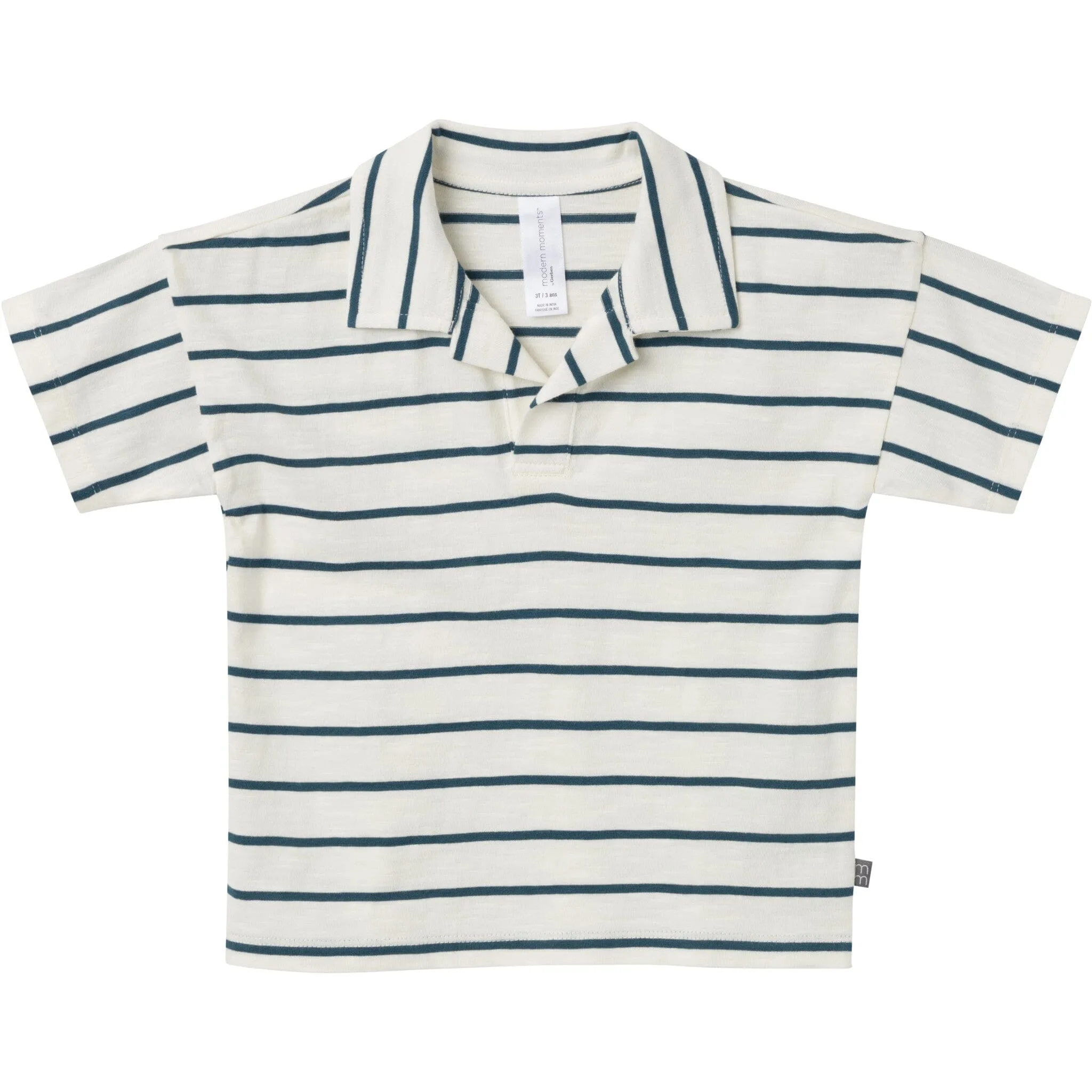 2-Piece Toddler Boys Ivory Stripe Johnny Collar Shirt and Shorts Set Gerber Childrenswea