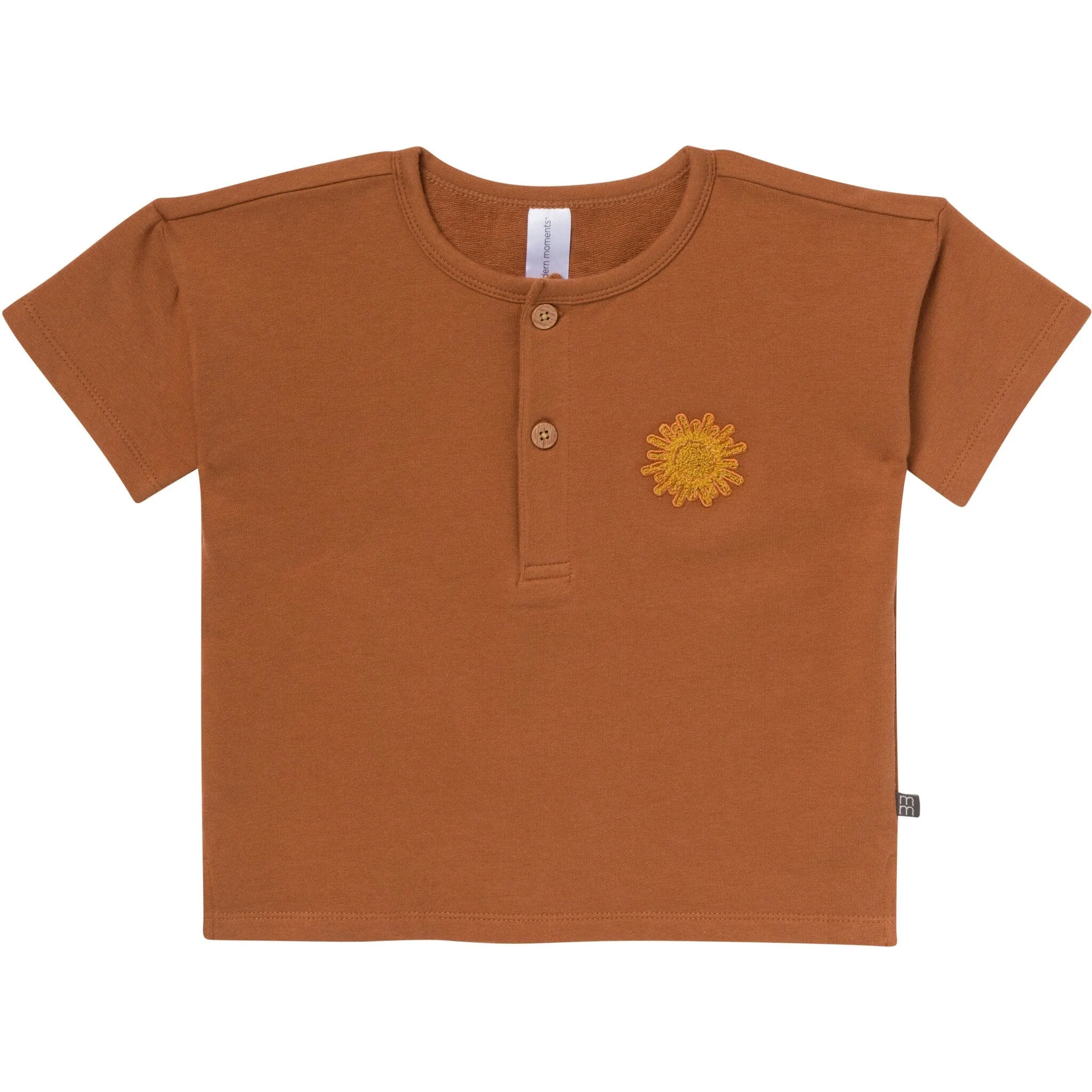 2-Piece Toddler Boys Medium Brown Henley Shirt and Shorts Set Gerber Childrenswea