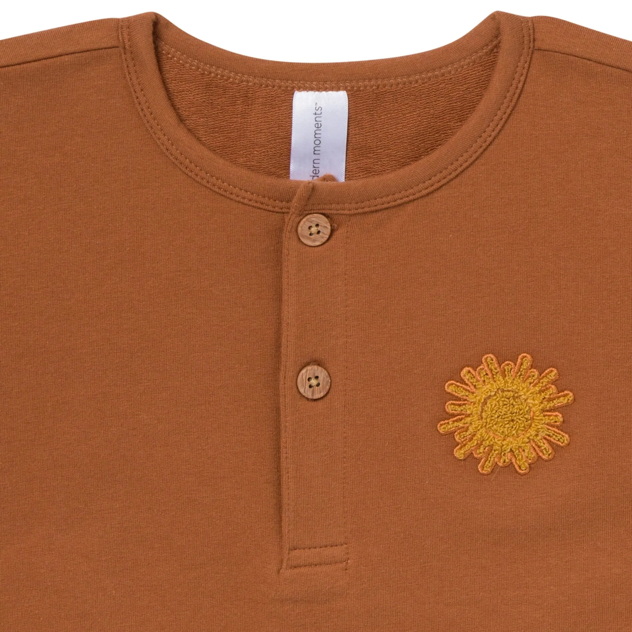 2-Piece Toddler Boys Medium Brown Henley Shirt and Shorts Set Gerber Childrenswea