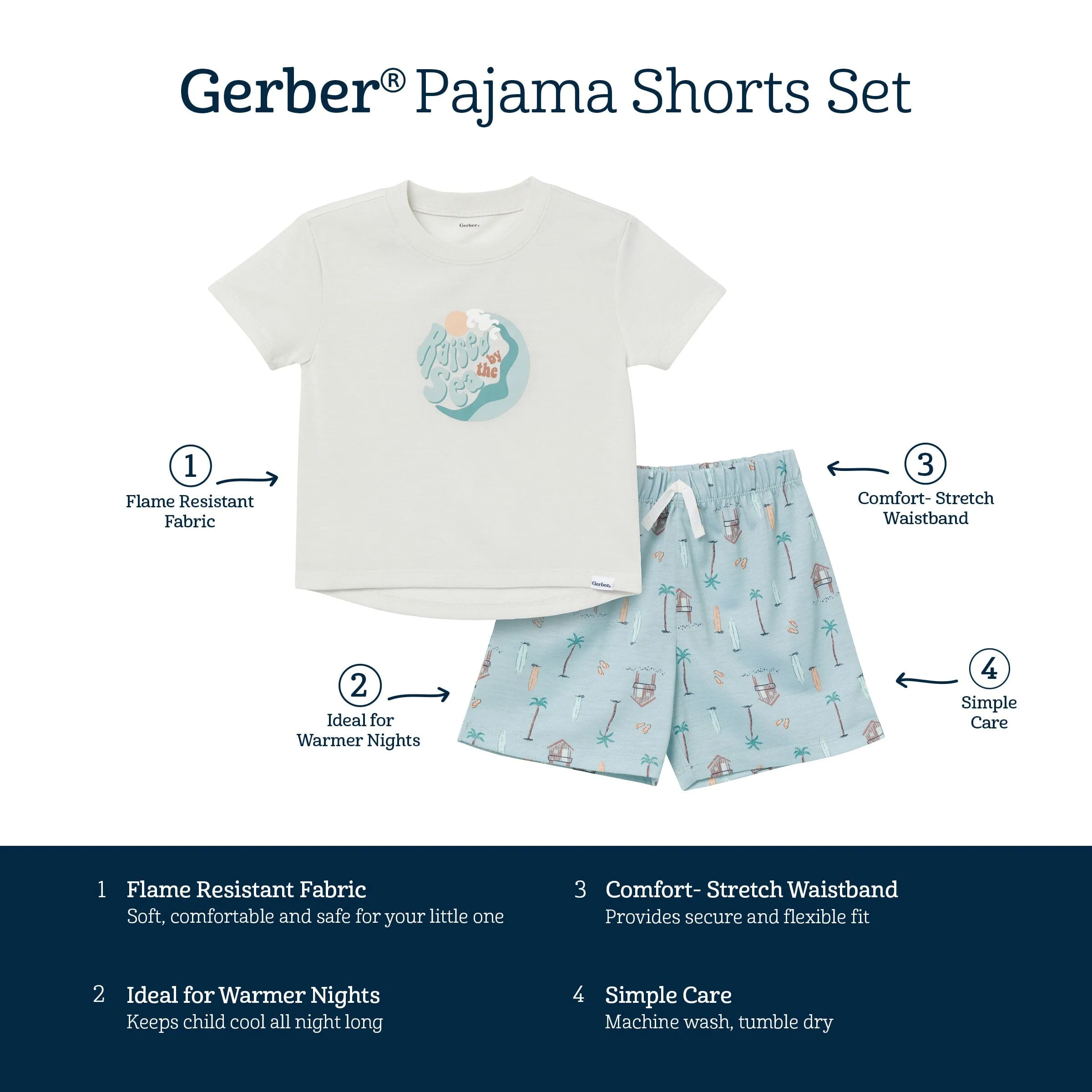 2-Piece Toddler Boys Sea Pajama Shorts Set Gerber Childrenswea