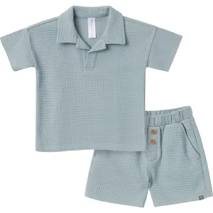 2-Piece Toddler Boys Teal Johnny Collar Shirt and Shorts Set Gerber Childrenswea