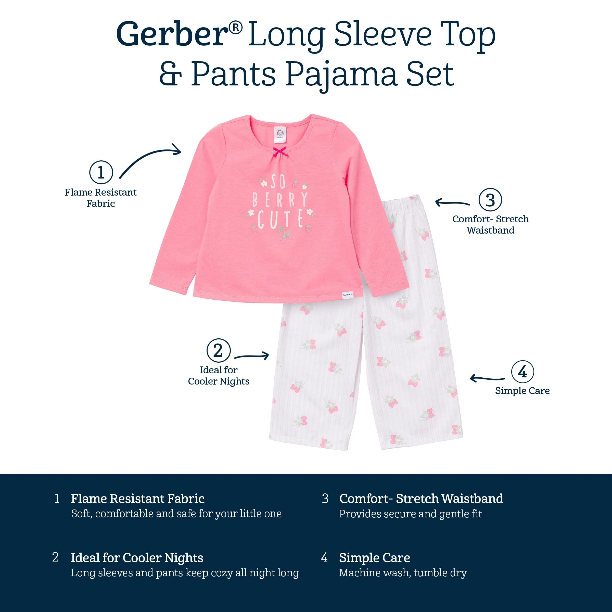 2-Piece Toddler Girls Berry Pajama Set Gerber Childrenswea