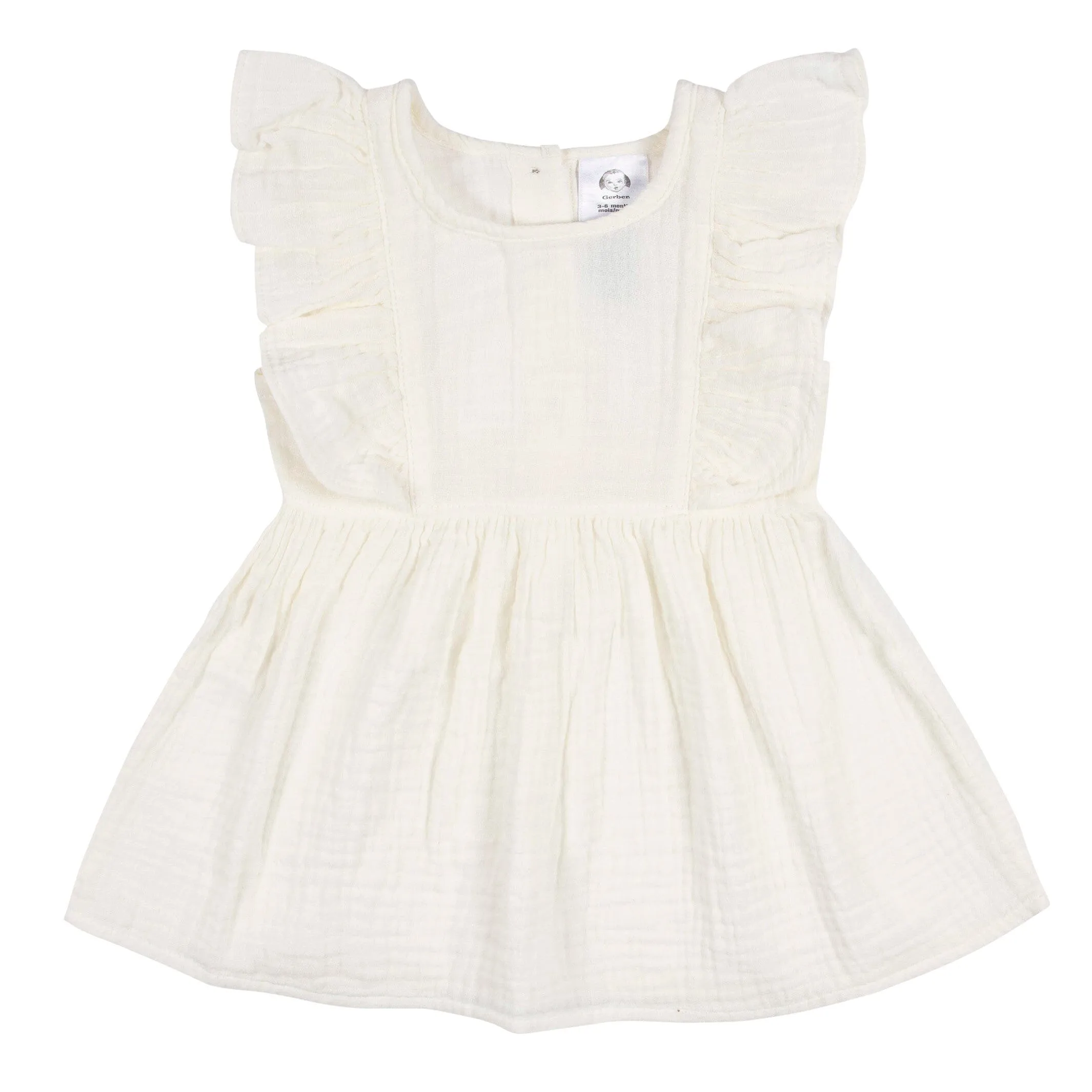 2-Piece Toddler Girls Ivory Gauze Dress & Diaper Cover Set Gerber Childrenswea