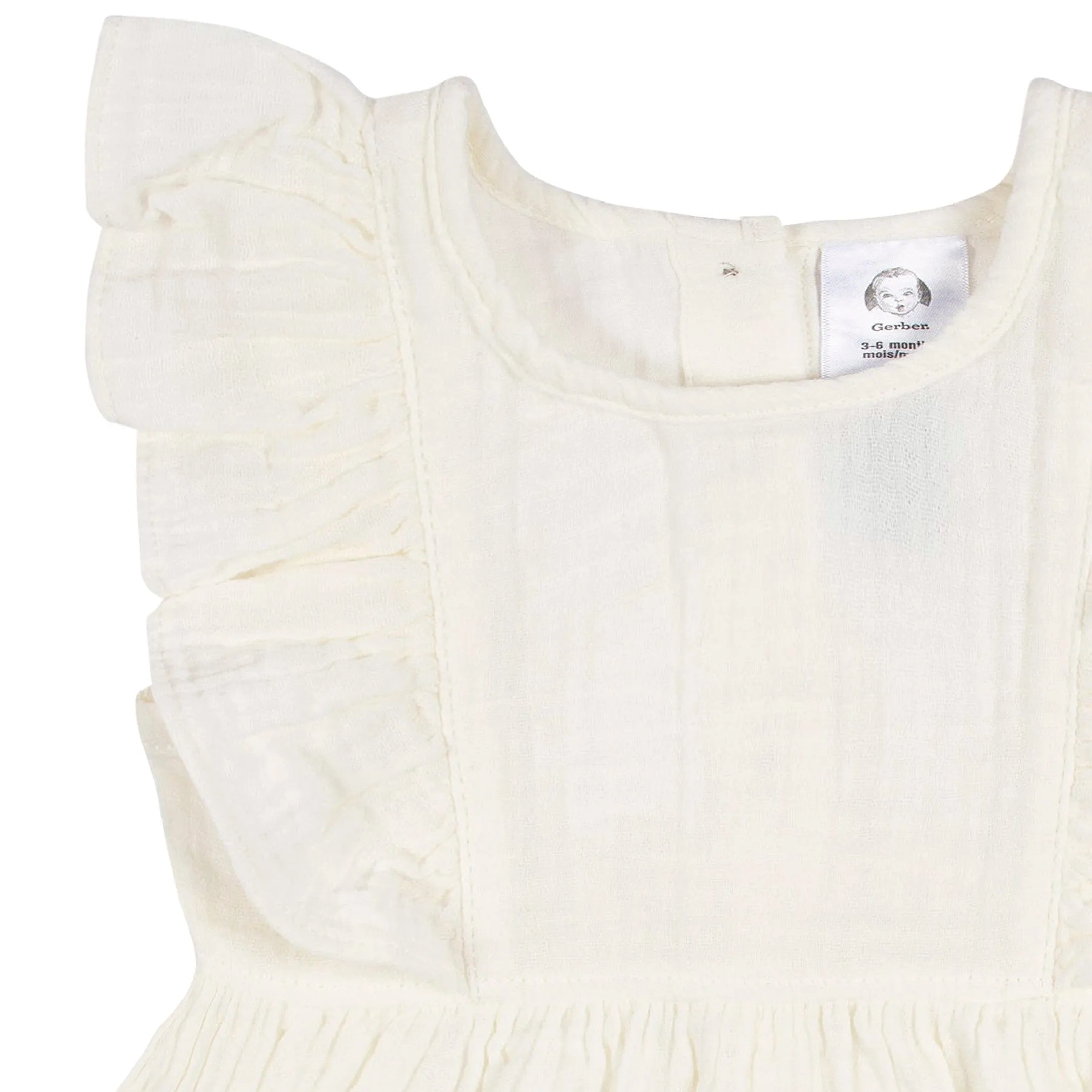 2-Piece Toddler Girls Ivory Gauze Dress & Diaper Cover Set Gerber Childrenswea