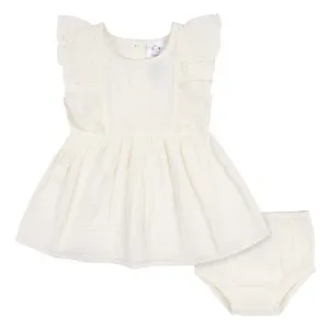 2-Piece Toddler Girls Ivory Gauze Dress & Diaper Cover Set Gerber Childrenswea