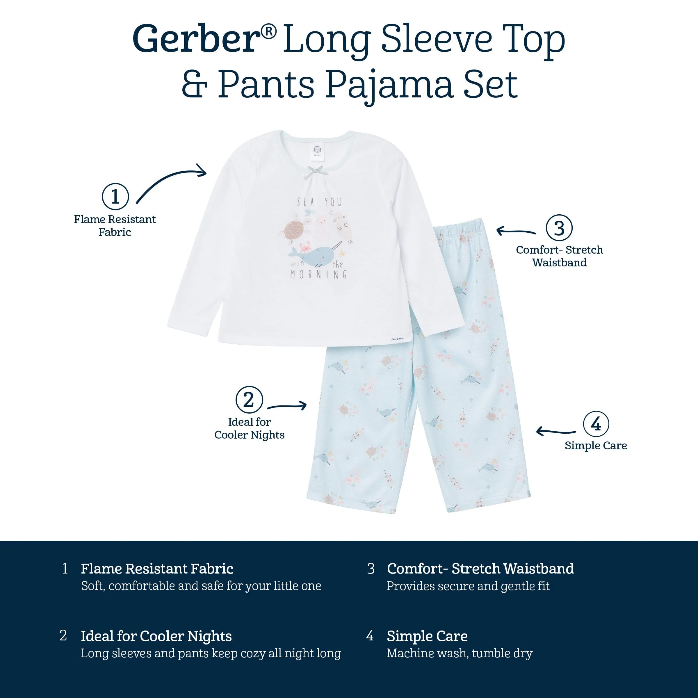 2-Piece Toddler Girls Sea Pajama Set Gerber Childrenswea