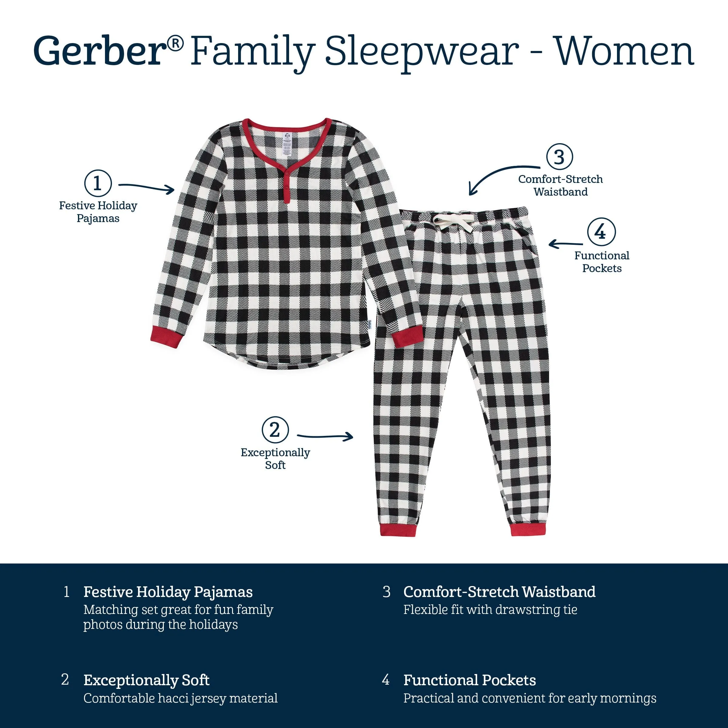 2-Piece Women's Buffalo Plaid Hacci Pajama Set Gerber Childrenswea