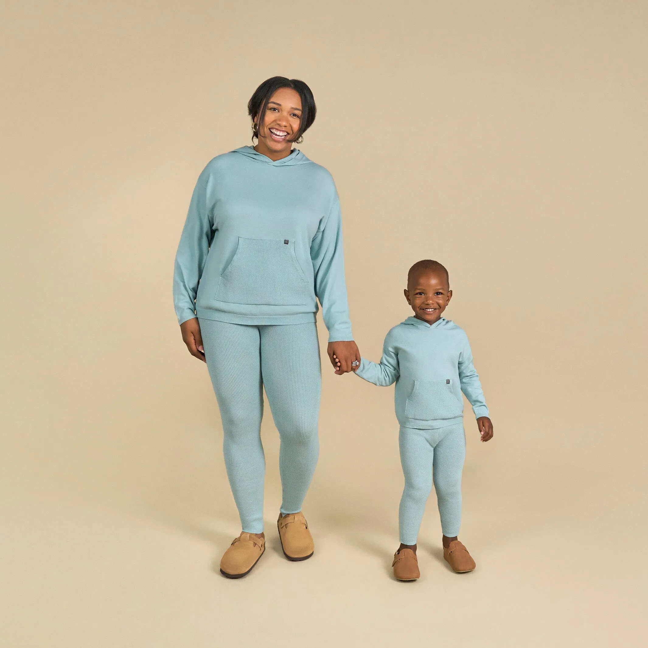 2-Piece Women's Medium Sky Hooded Waffle Top and Legging Set Gerber Childrenswea