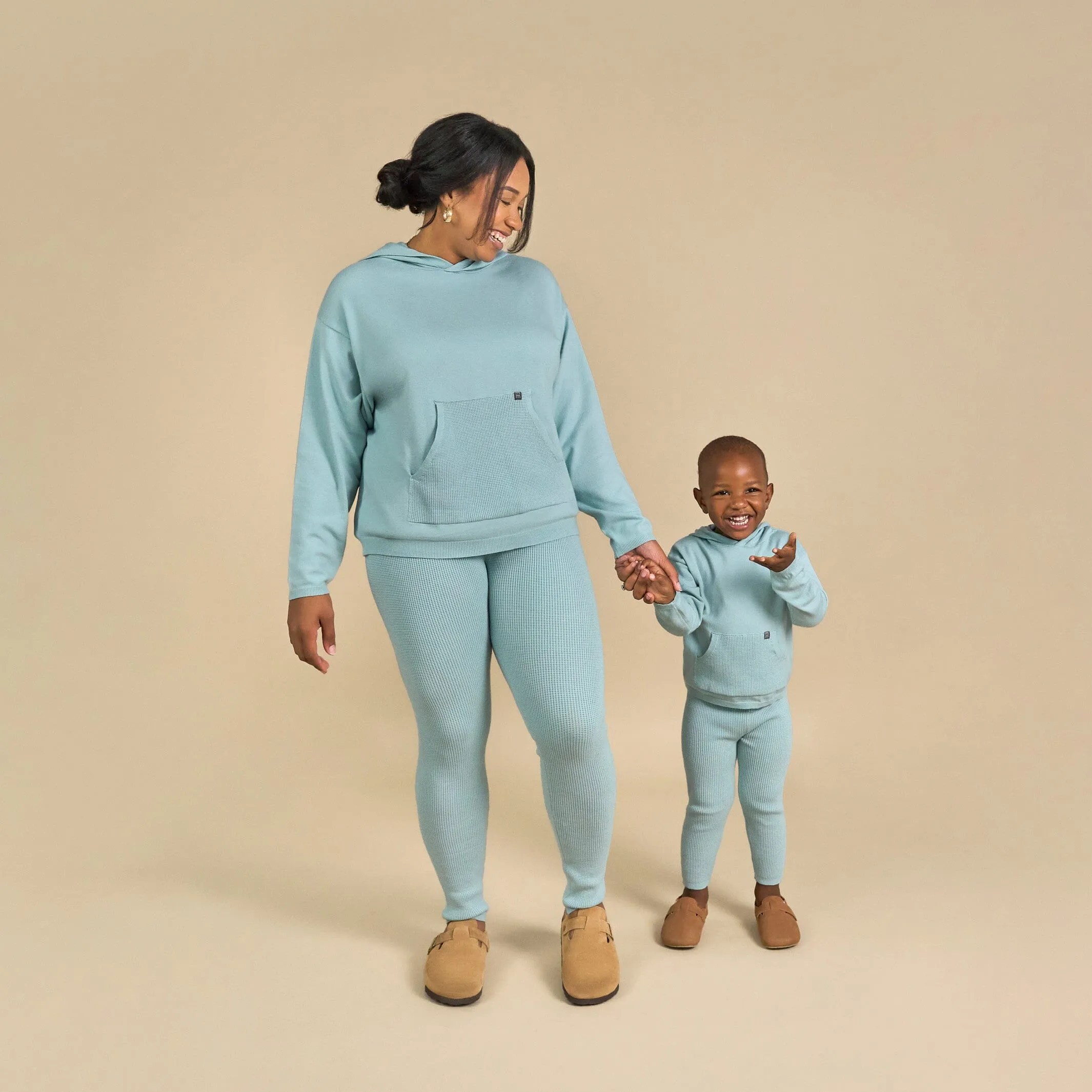 2-Piece Women's Medium Sky Hooded Waffle Top and Legging Set Gerber Childrenswea