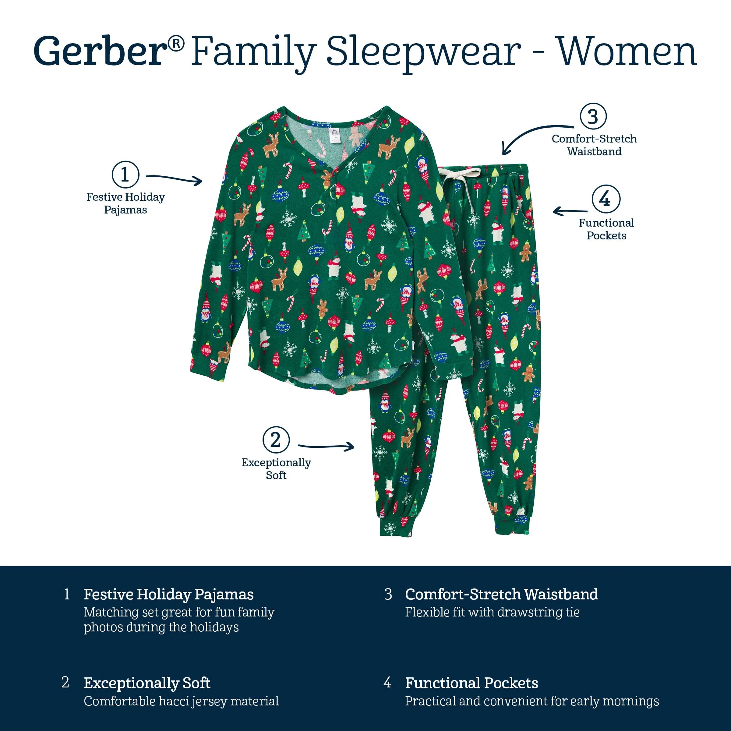 2-Piece Women's Ornaments Hacci Pajama Set Gerber Childrenswea
