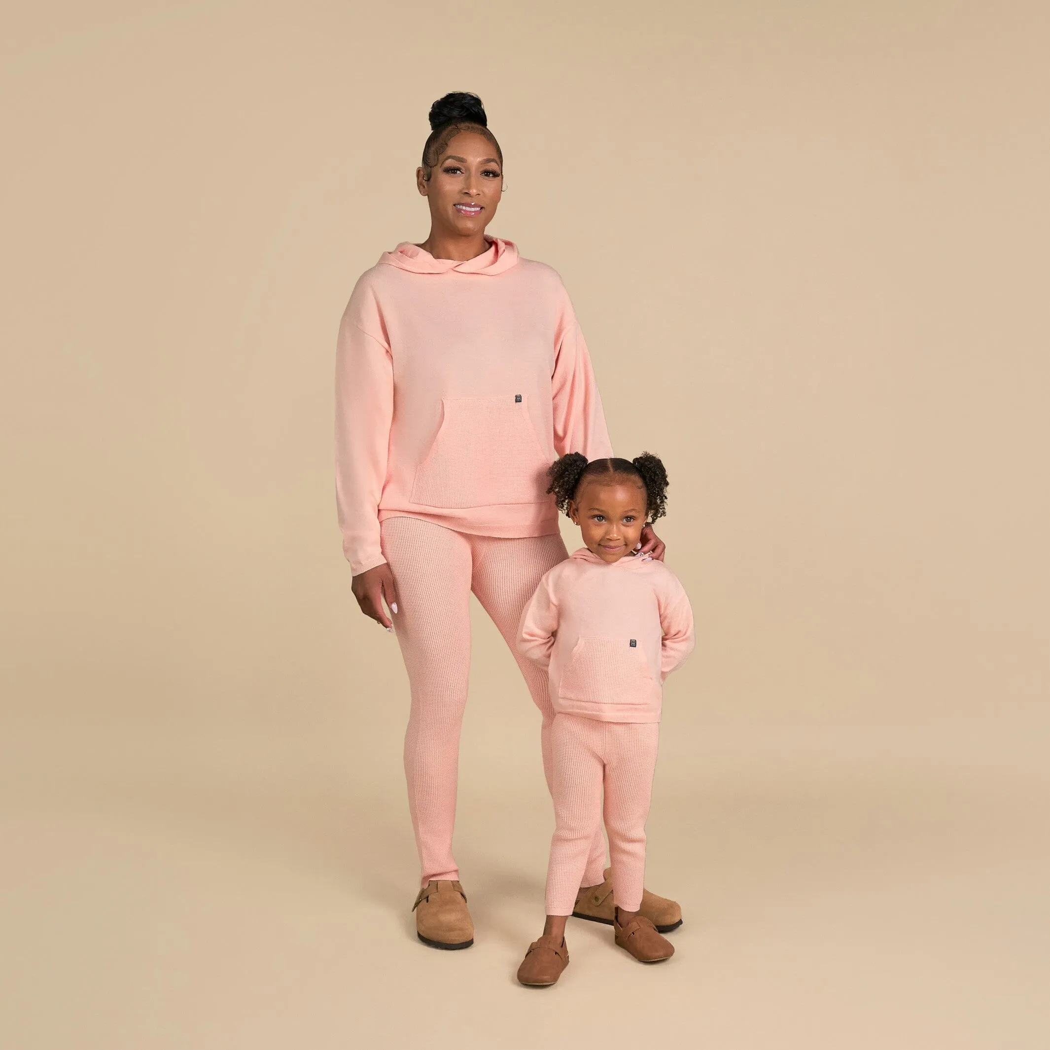 2-Piece Women's Pink Hooded Waffle Top and Legging Set Gerber Childrenswea