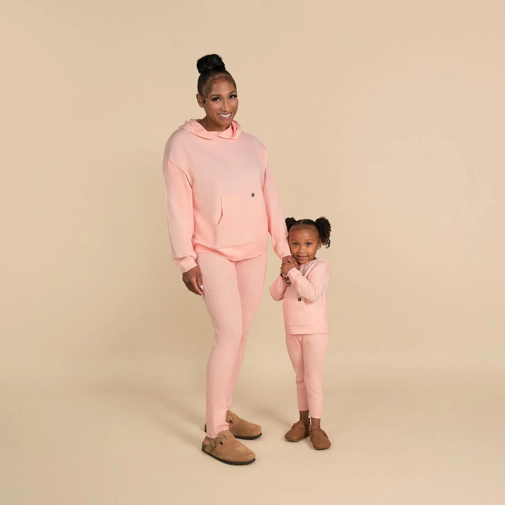 2-Piece Women's Pink Hooded Waffle Top and Legging Set Gerber Childrenswea