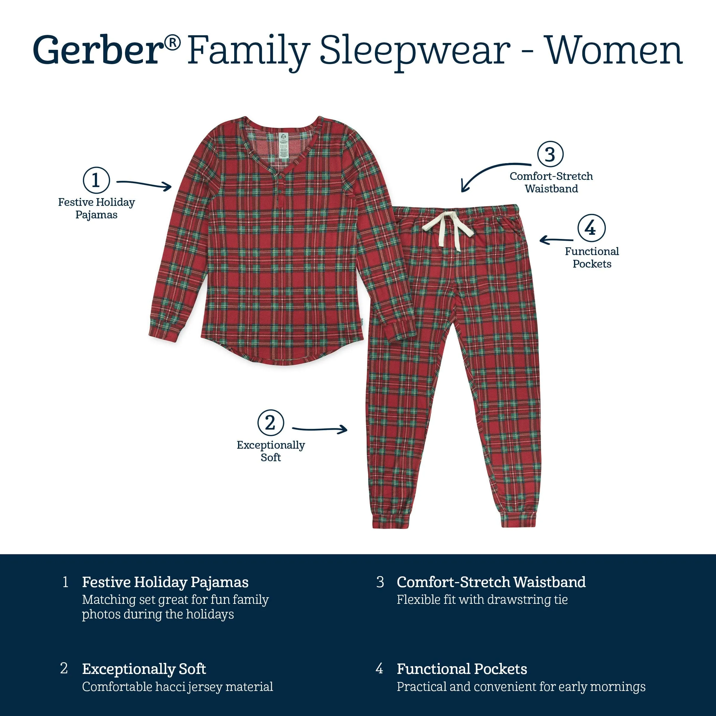 2-Piece Women's Stewart Plaid Hacci Pajama Set Gerber Childrenswea