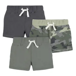 3-Pack Baby & Toddler Boys Color Me Camo Pull-On Knit Shorts Gerber Childrenswea