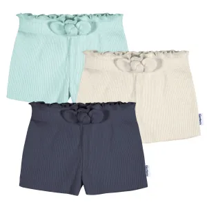 3-Pack Baby & Toddler Girls Aqua, Oatmeal, & Navy Pull-On Knit Shorts Gerber Childrenswea