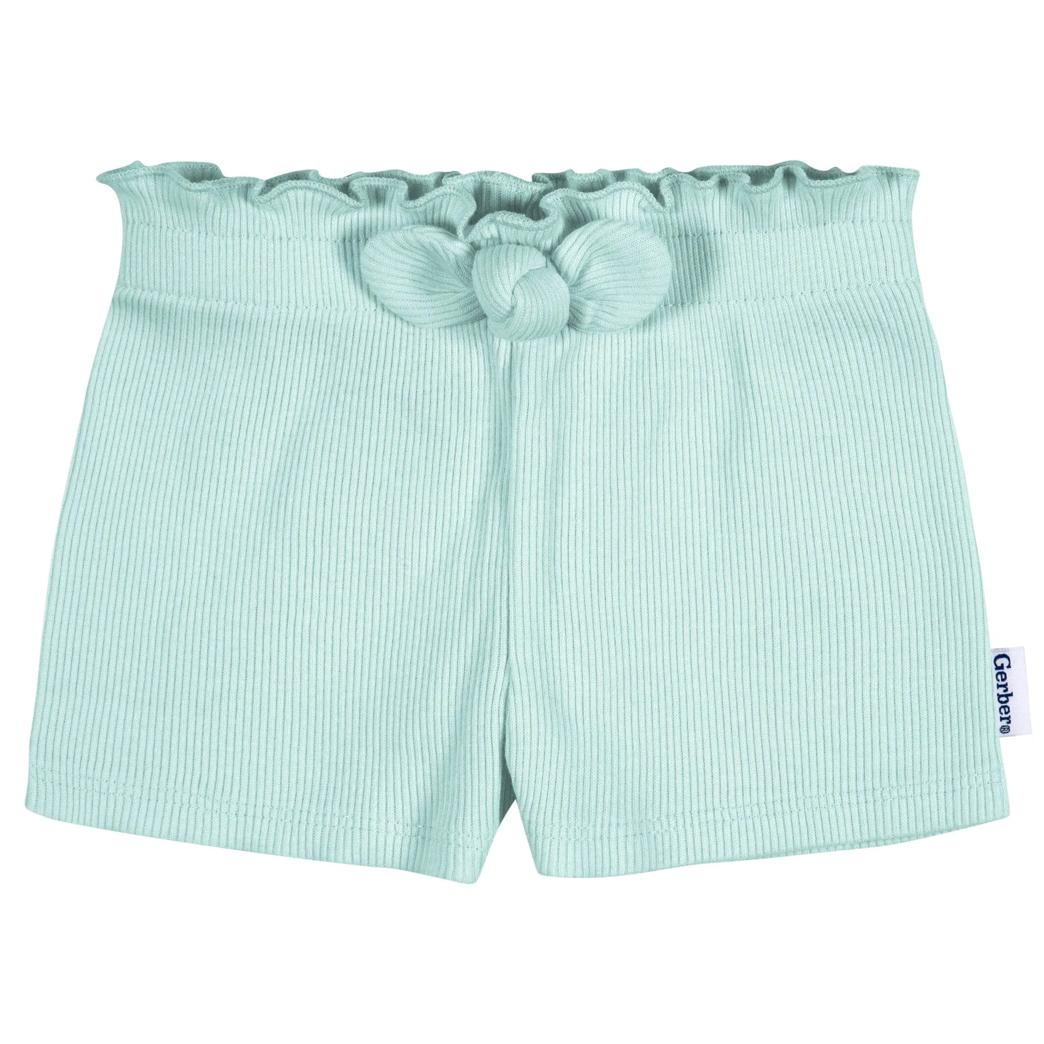 3-Pack Baby & Toddler Girls Aqua, Oatmeal, & Navy Pull-On Knit Shorts Gerber Childrenswea