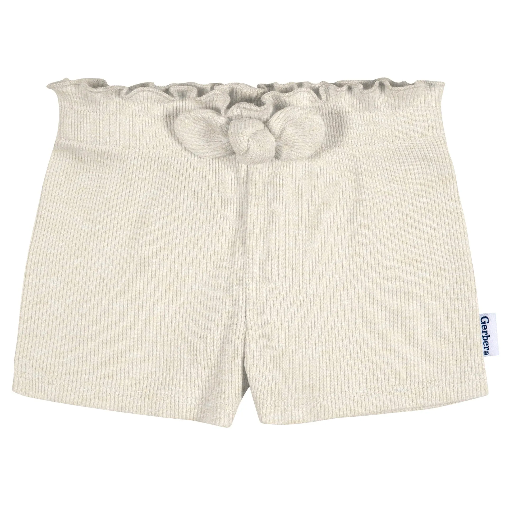 3-Pack Baby & Toddler Girls Aqua, Oatmeal, & Navy Pull-On Knit Shorts Gerber Childrenswea