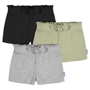 3-Pack Baby & Toddler Girls Black, Green, & Grey Heather Pull-On Knit Shorts Gerber Childrenswea