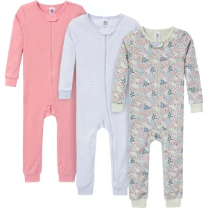 3-Pack Baby & Toddler Girls Ditsy Floral Snug Fit Footless Pajamas Gerber Childrenswea
