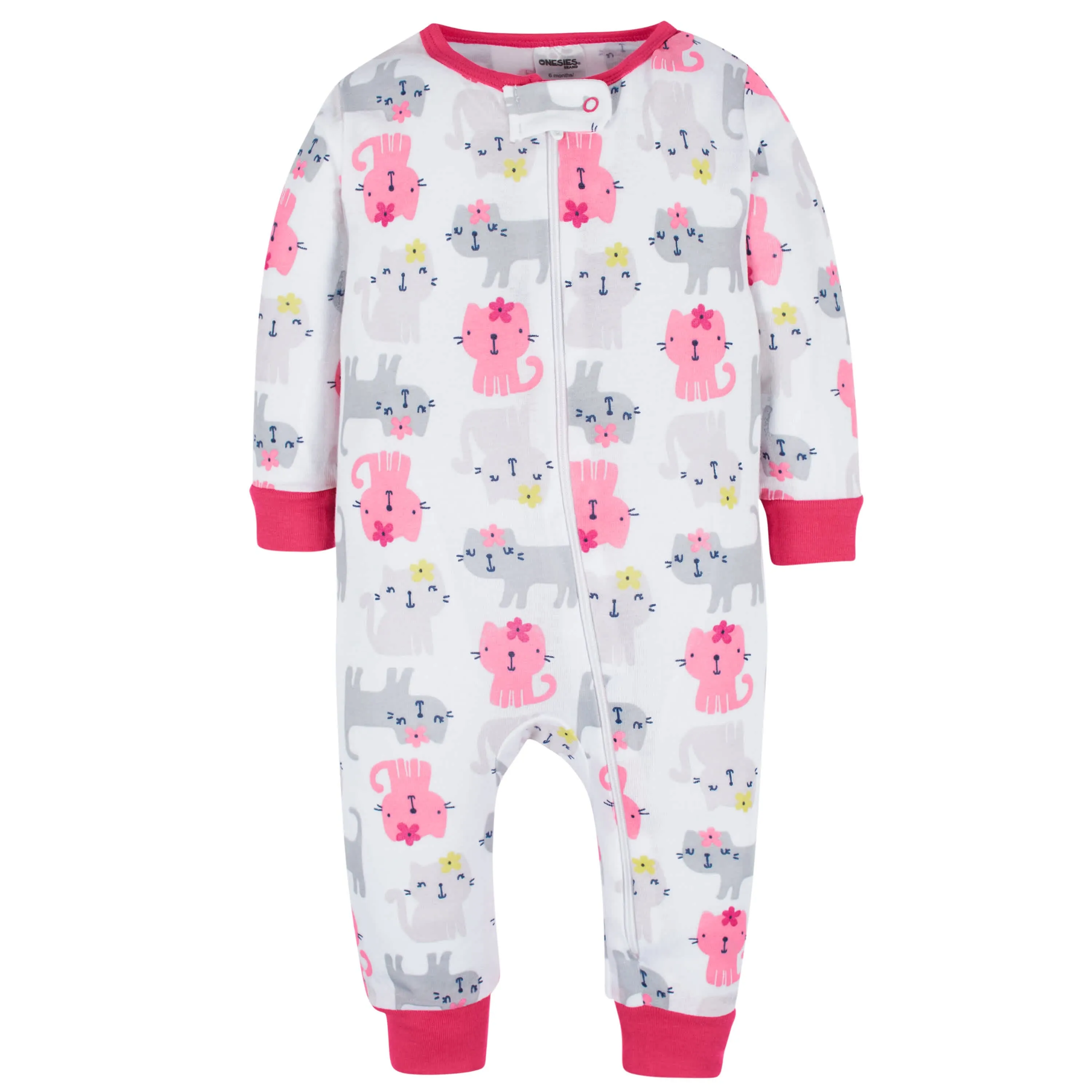 3-Pack Baby & Toddler Girls Dots & Kitties Snug Fit Footless Pajamas Gerber Childrenswea