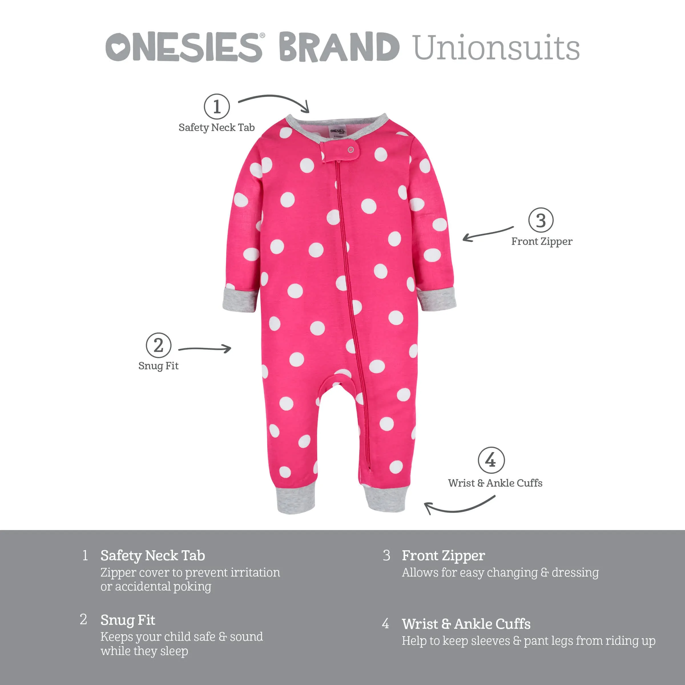 3-Pack Baby & Toddler Girls Dots & Kitties Snug Fit Footless Pajamas Gerber Childrenswea