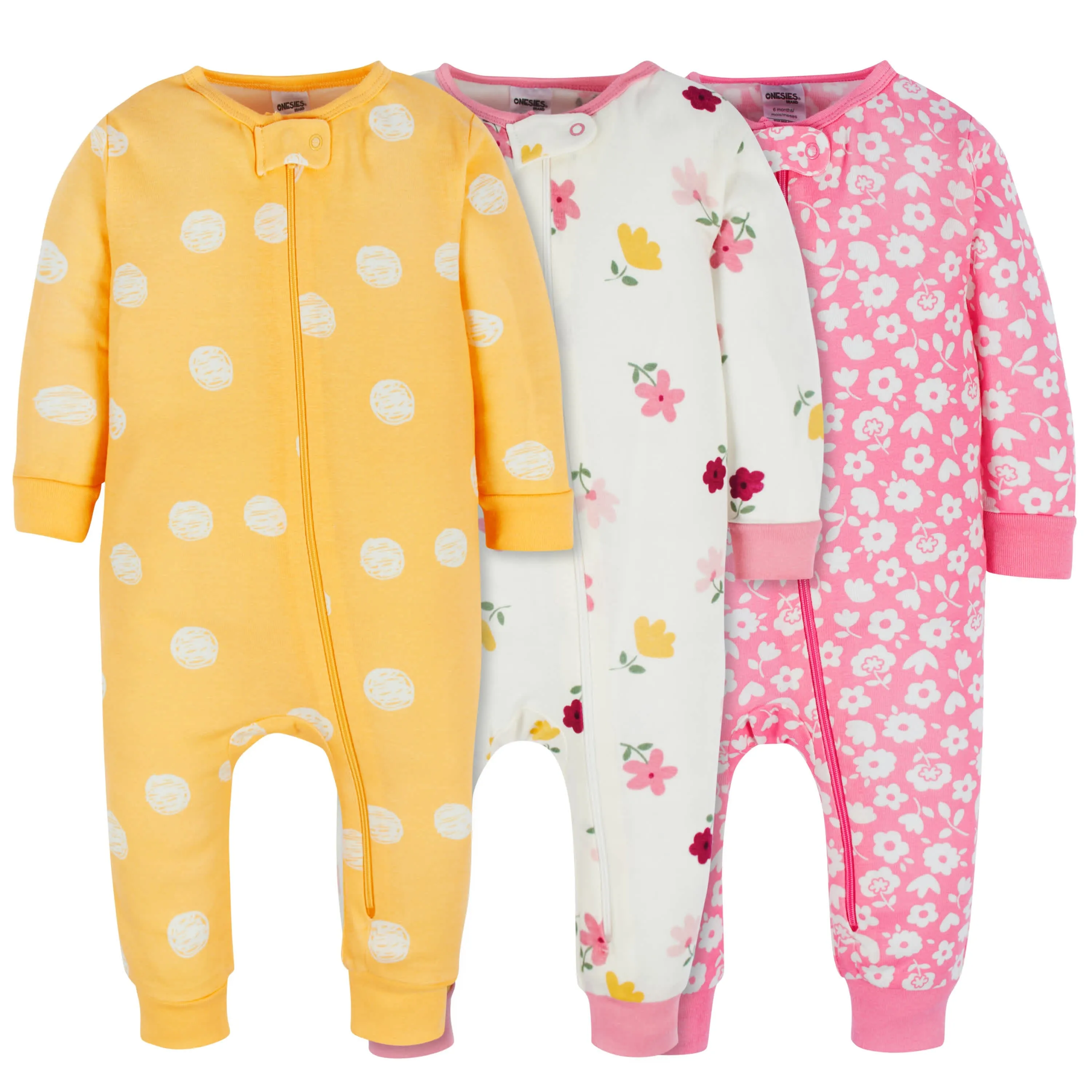 3-Pack Baby & Toddler Girls Floral Fox Snug Fit Footless Pajamas Gerber Childrenswea
