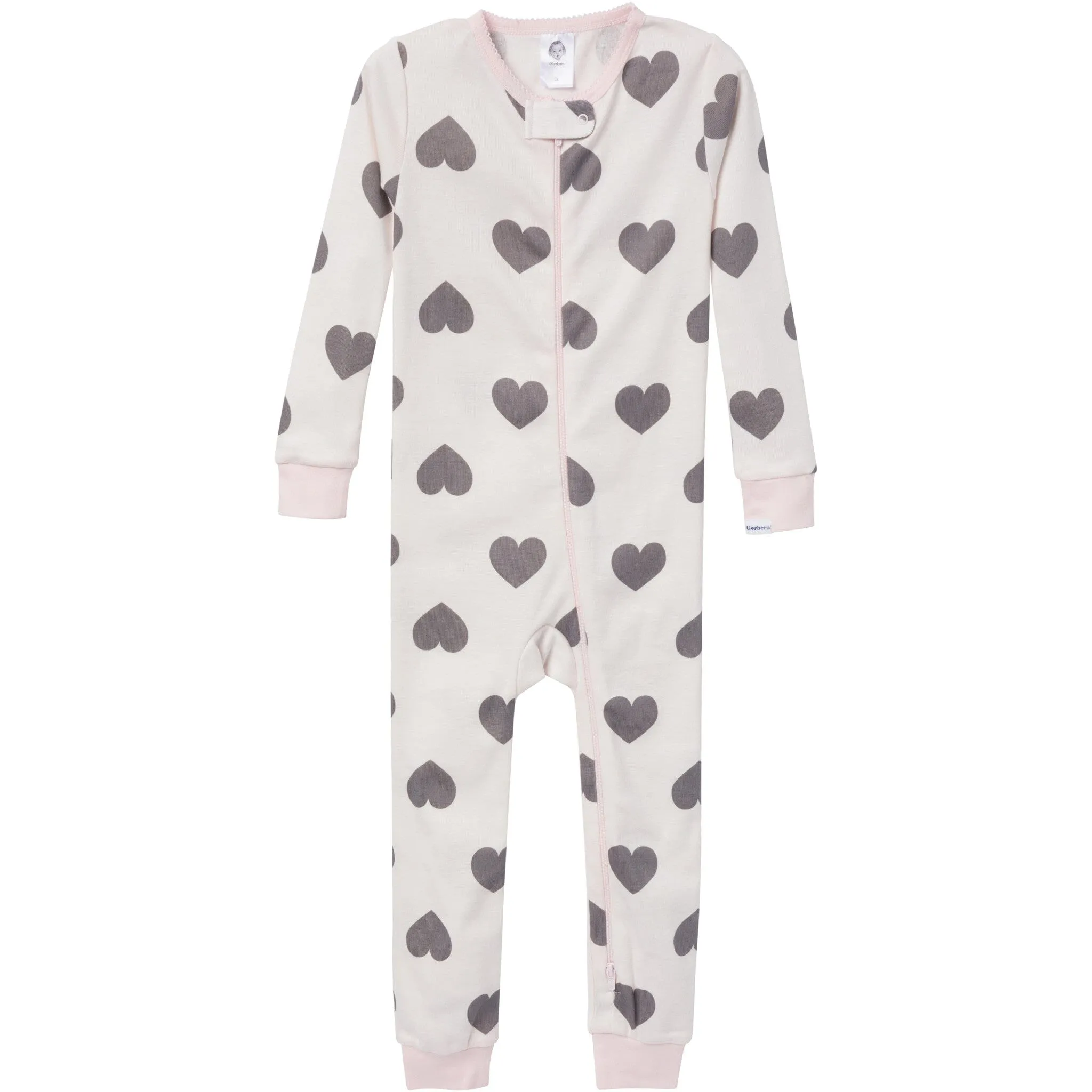 3-Pack Baby & Toddler Girls Hearts Snug Fit Footless Pajamas Gerber Childrenswea