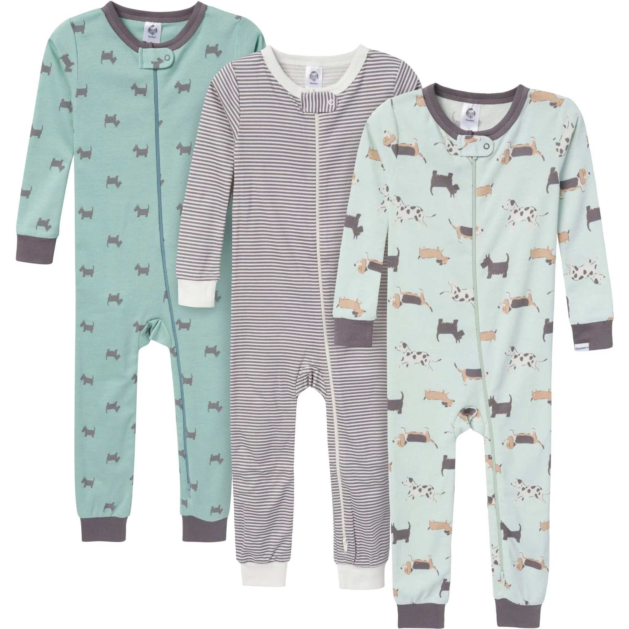 3-Pack Baby & Toddler Neutral Dog Snug Fit Footless Pajamas Gerber Childrenswea