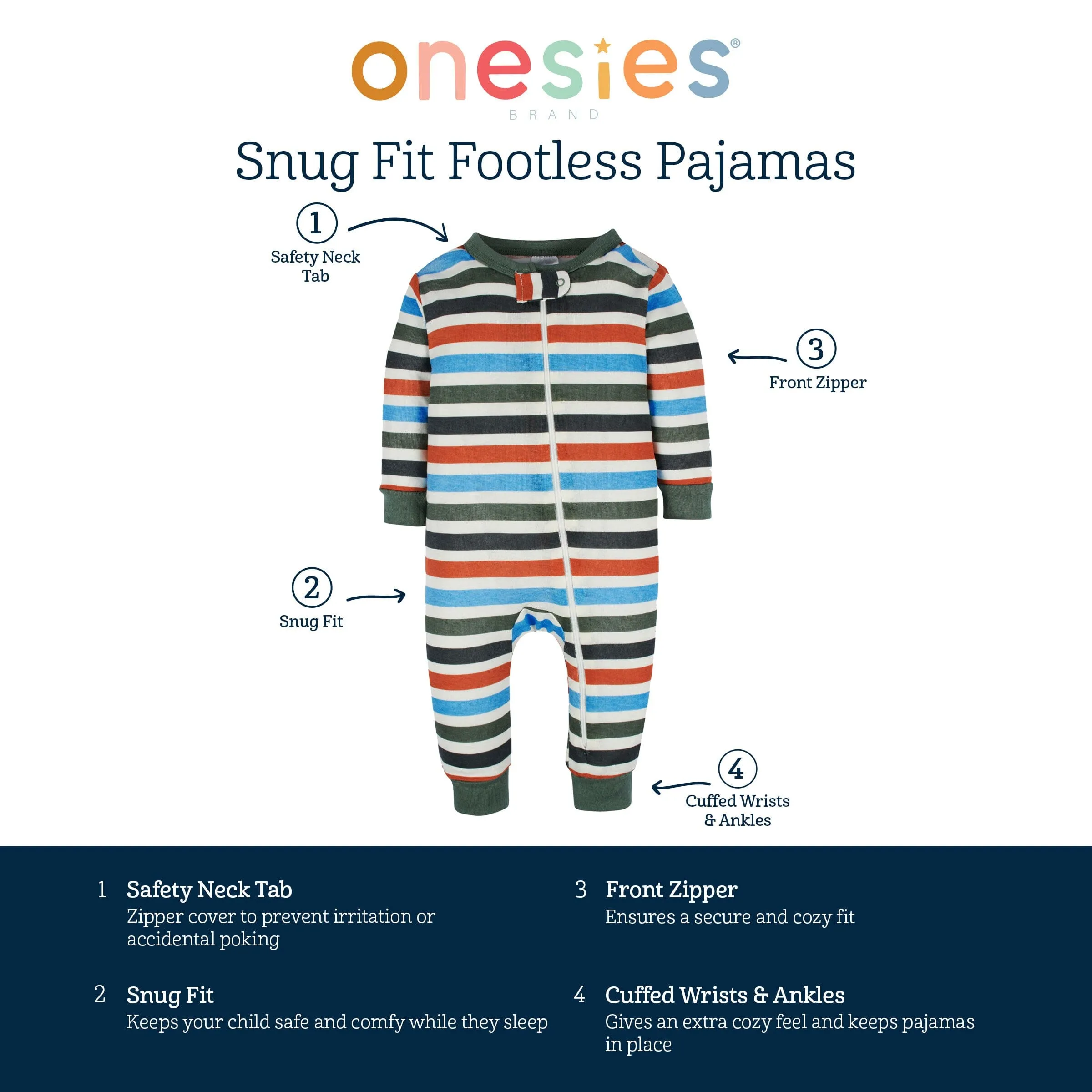 3-Pack Baby Boys Dinos Footless Pajamas Gerber Childrenswea