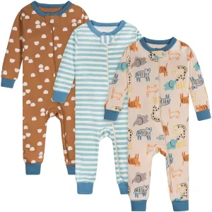 3-Pack Baby Boys Safari Footless Pajamas Gerber Childrenswea