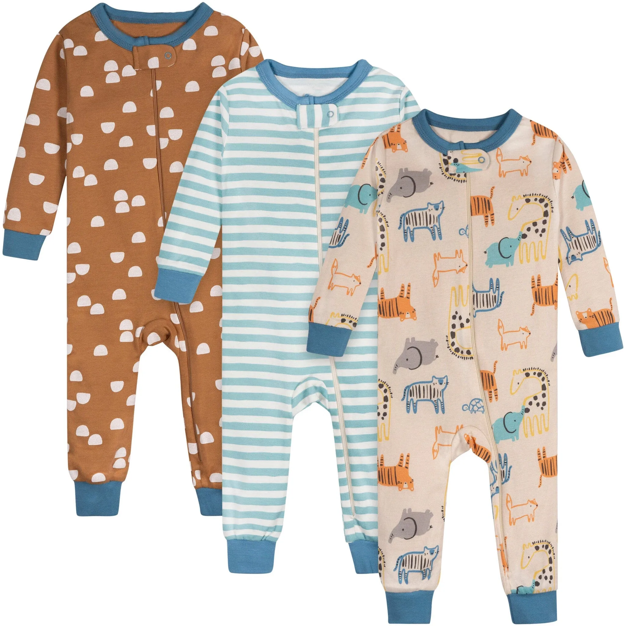 3-Pack Baby Boys Safari Footless Pajamas Gerber Childrenswea