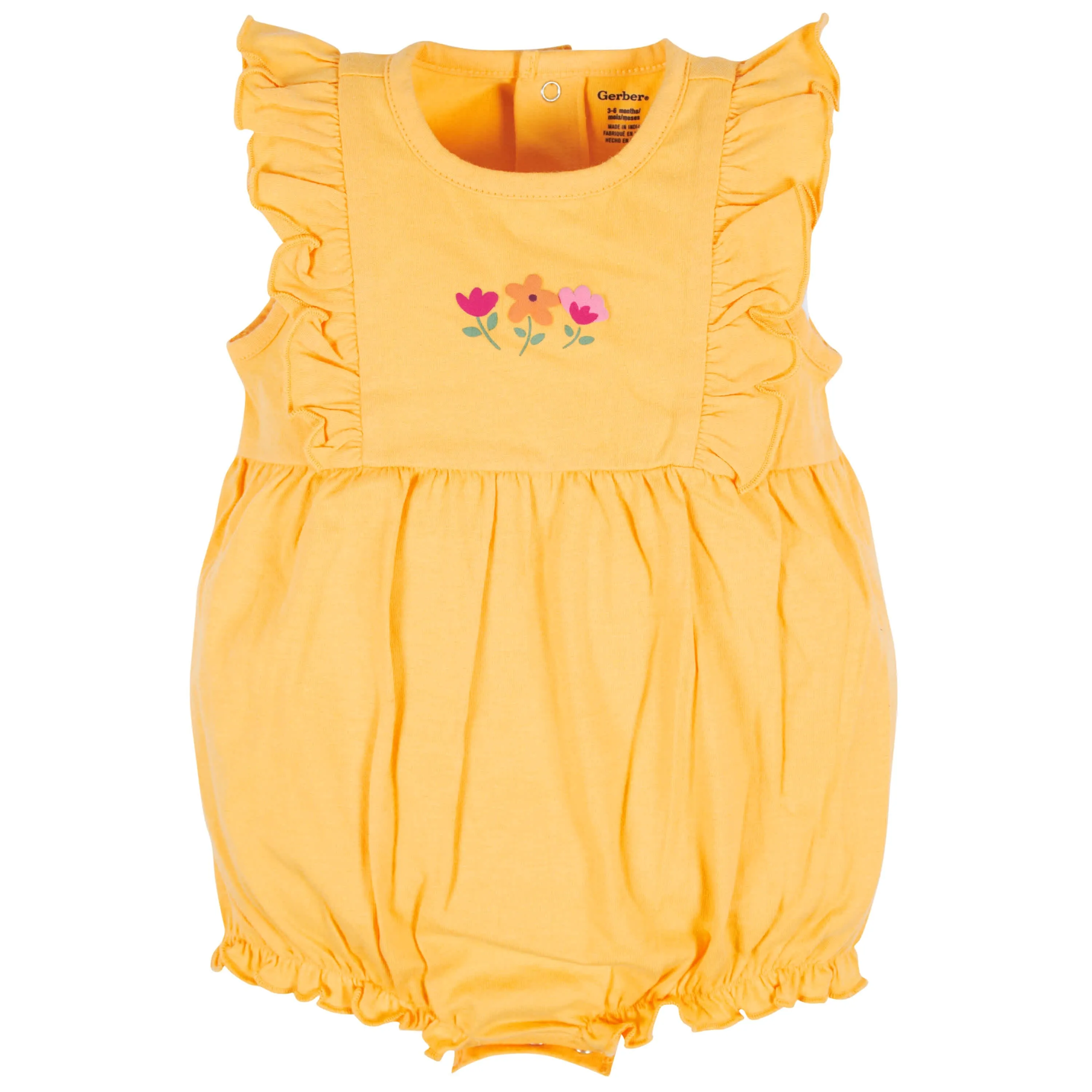 3-Pack Baby Girls Floral Fox Rompers Gerber Childrenswea