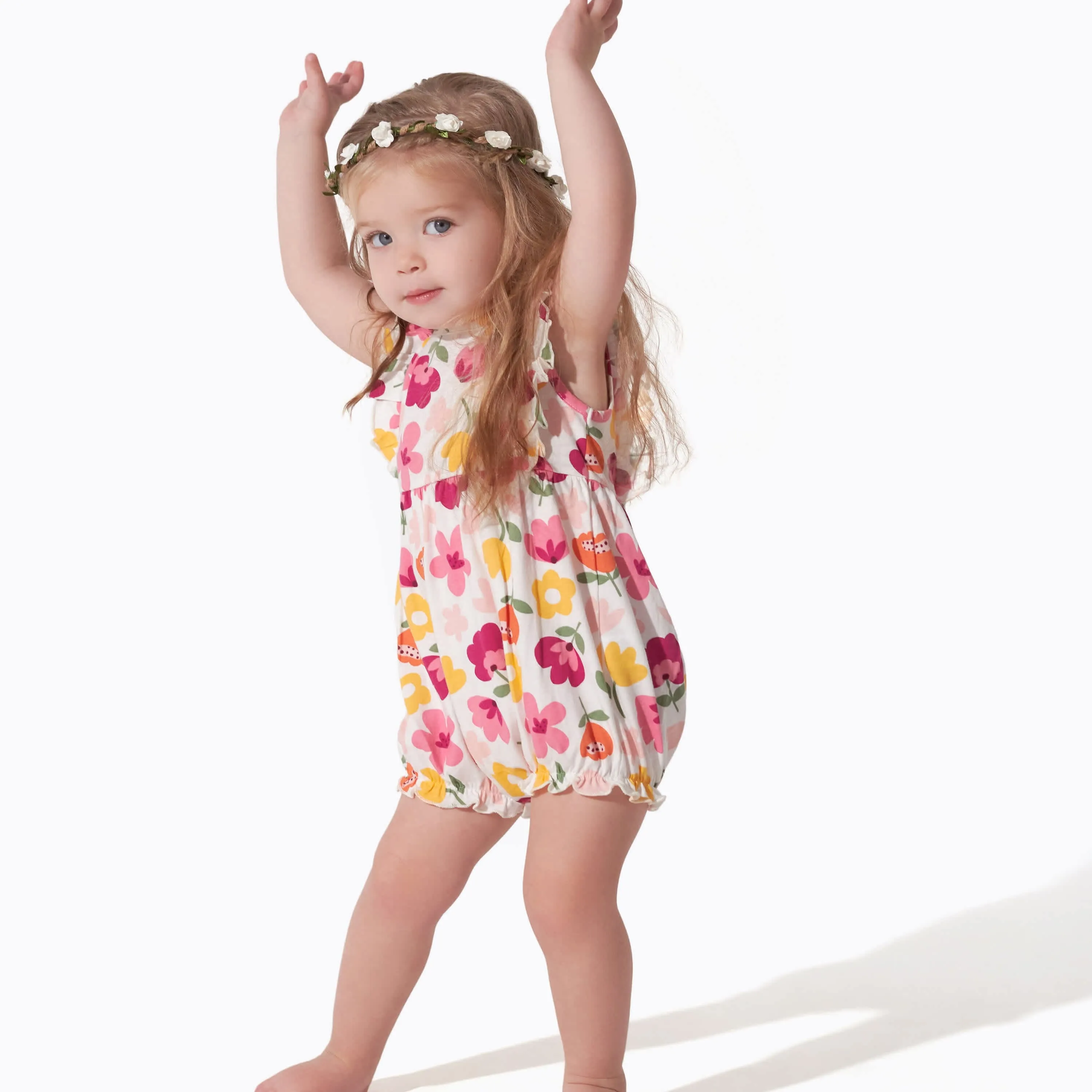3-Pack Baby Girls Floral Fox Rompers Gerber Childrenswea