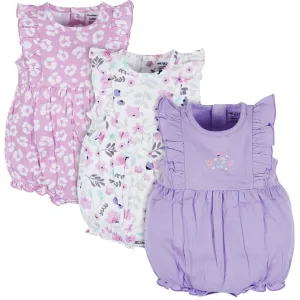 3-Pack Baby Girls Rainbow Floral Rompers Gerber Childrenswea