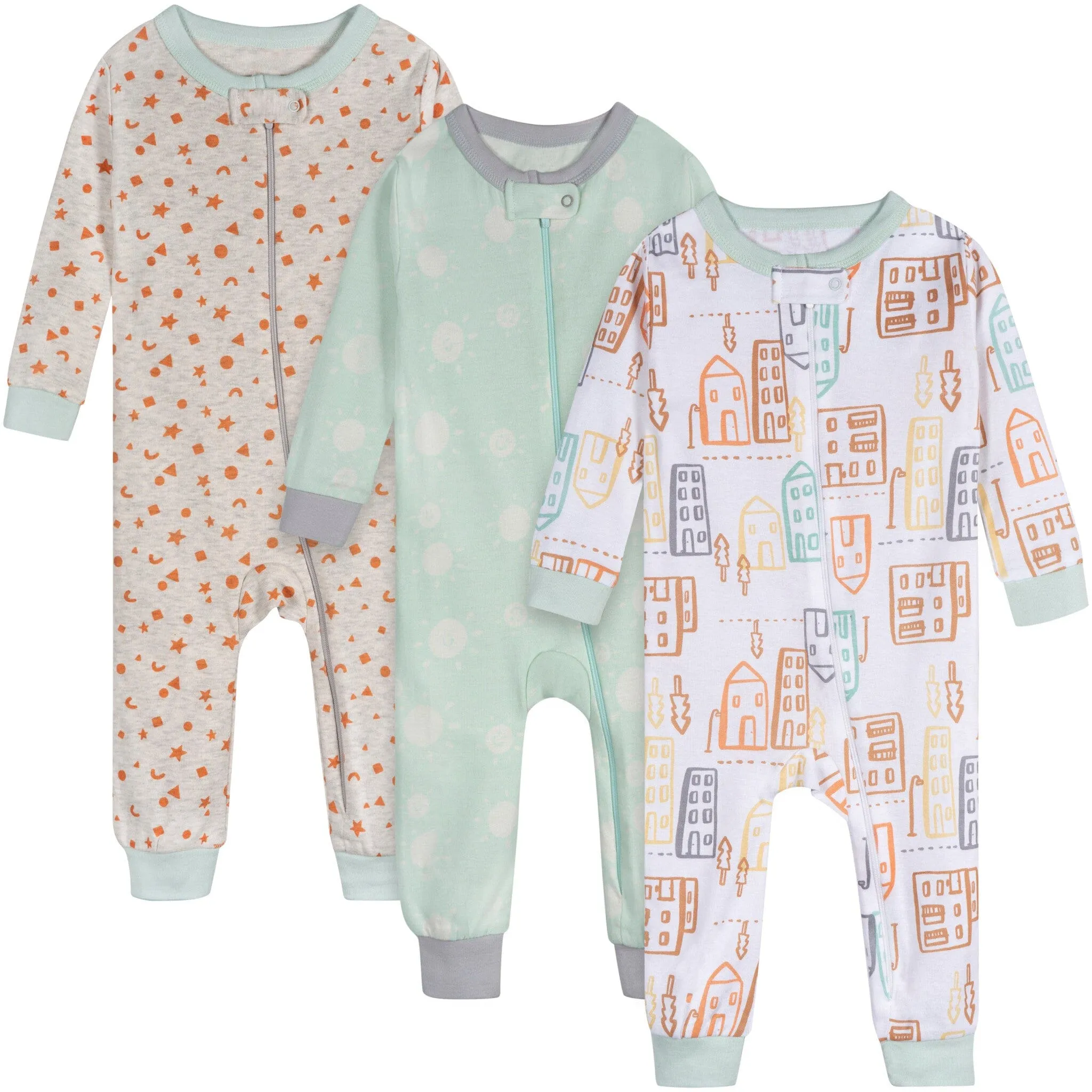 3-Pack Baby Neutral City Sunset Footless Pajamas Gerber Childrenswea