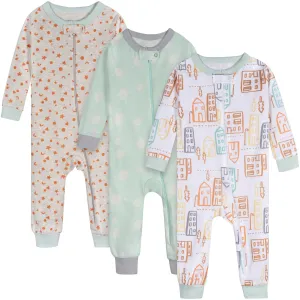 3-Pack Baby Neutral City Sunset Footless Pajamas Gerber Childrenswea