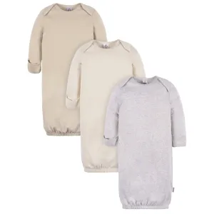 3-Pack Baby Neutral It Grey Heather/Birch/Peyote Lap Shoulder Gowns Gerber Childrenswea