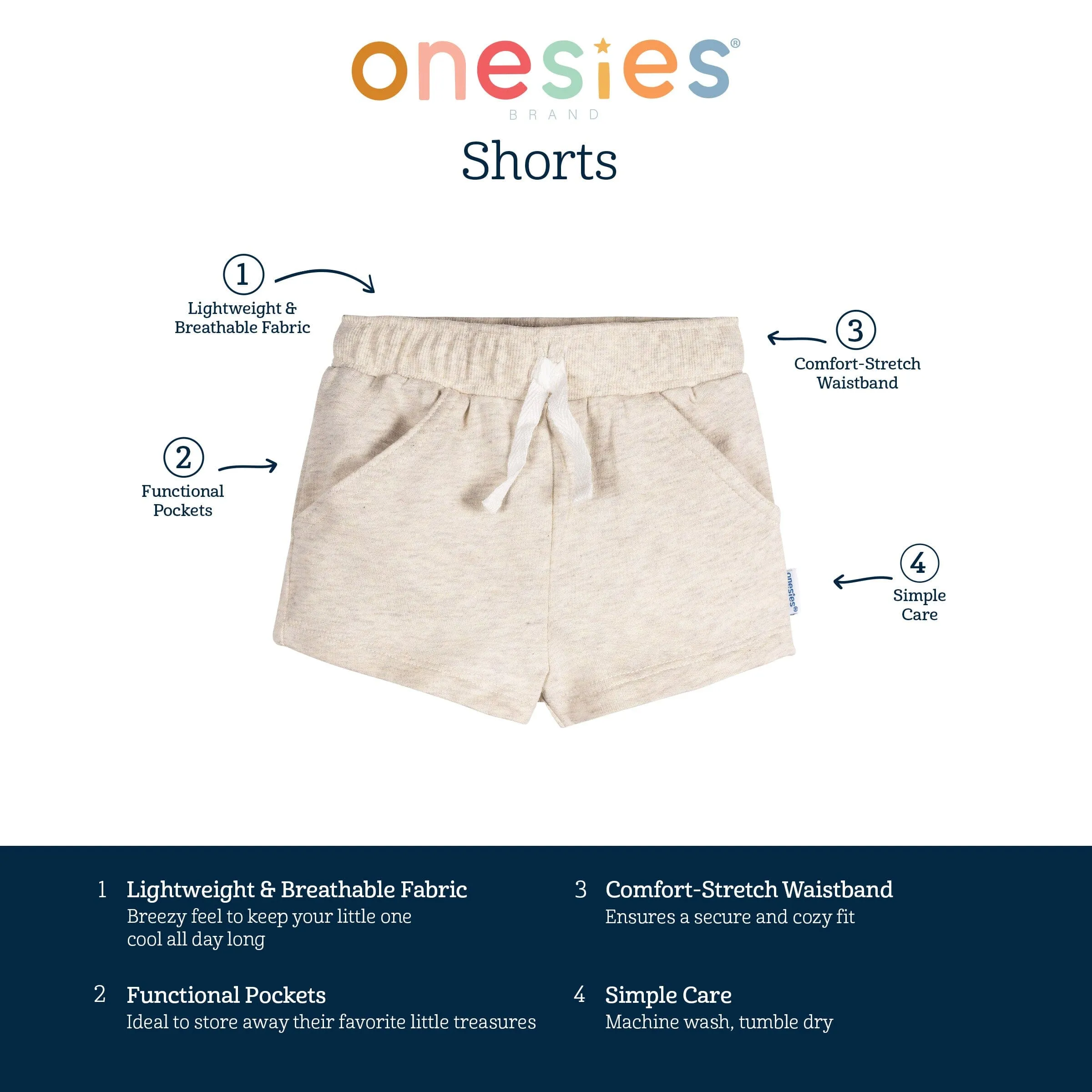 3-Pack Baby Neutral Stripes Shorts Gerber Childrenswea