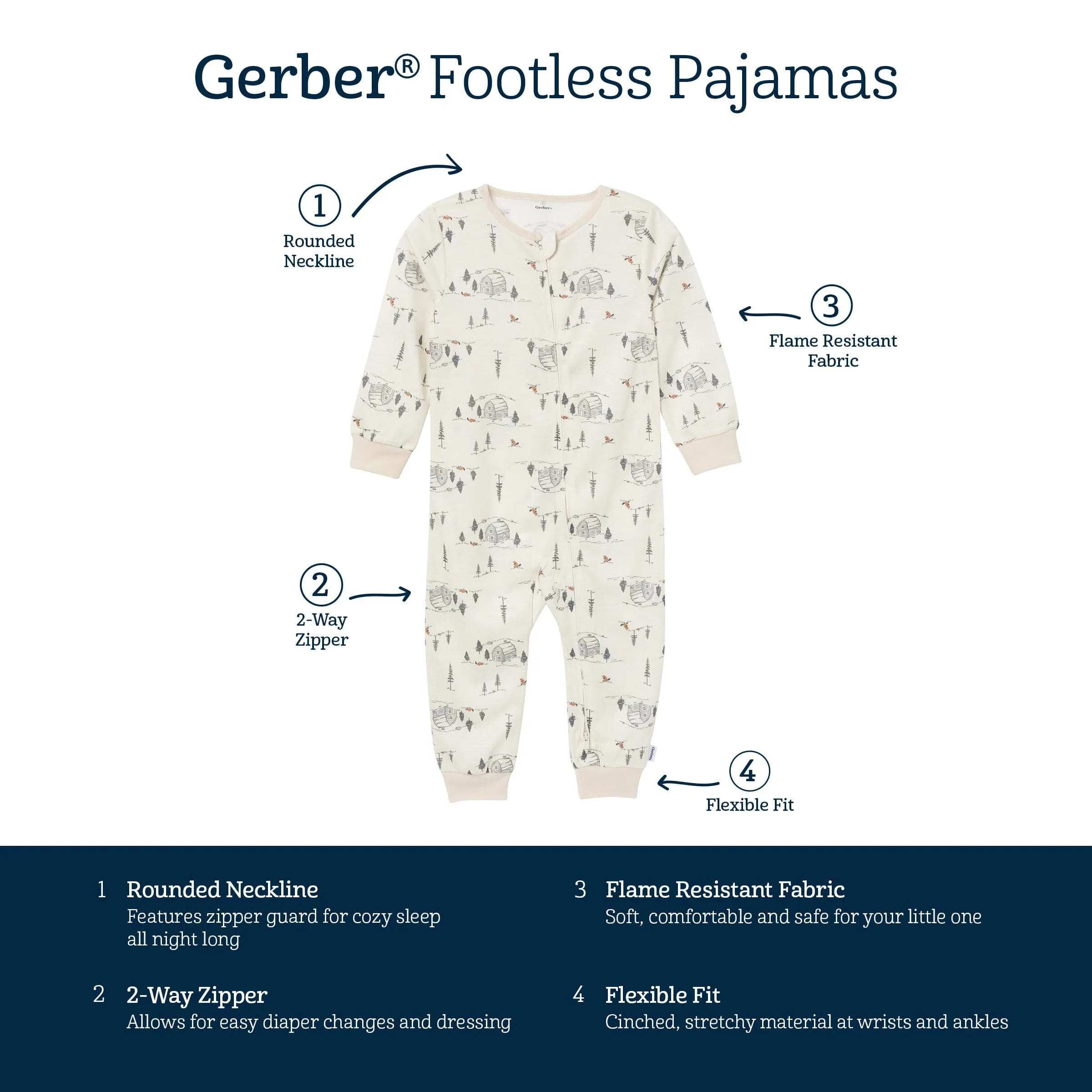 3-Pack Infant & Toddler Boys Outdoors Footless Pajamas Gerber Childrenswea
