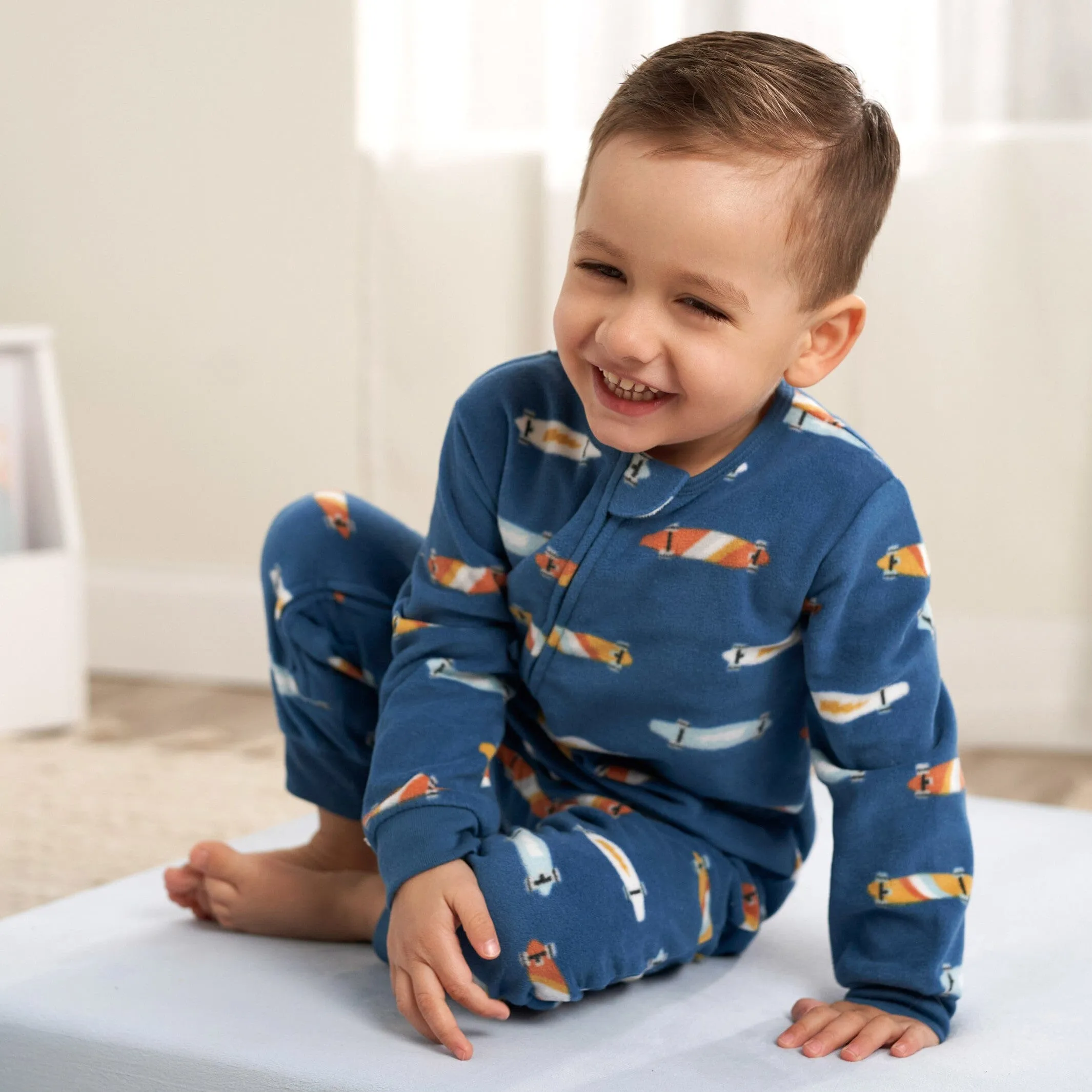 3-Pack Infant & Toddler Boys Skateboards & Guitars Footless Fleece Pajamas Gerber Childrenswea