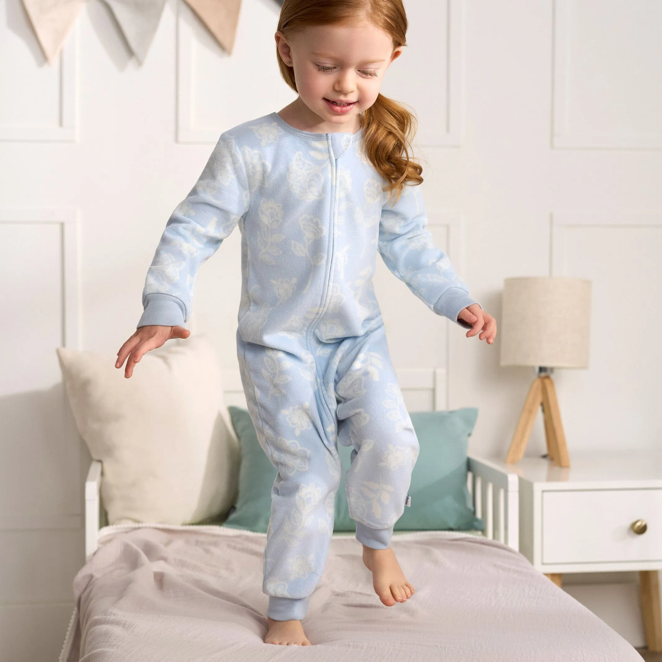 3-Pack Infant & Toddler Girls Blue Floral Footless Fleece Pajamas Gerber Childrenswea