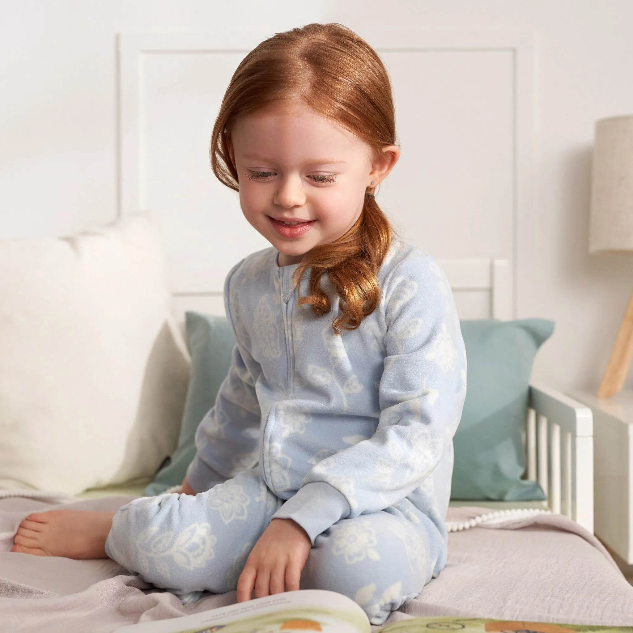 3-Pack Infant & Toddler Girls Blue Floral Footless Fleece Pajamas Gerber Childrenswea