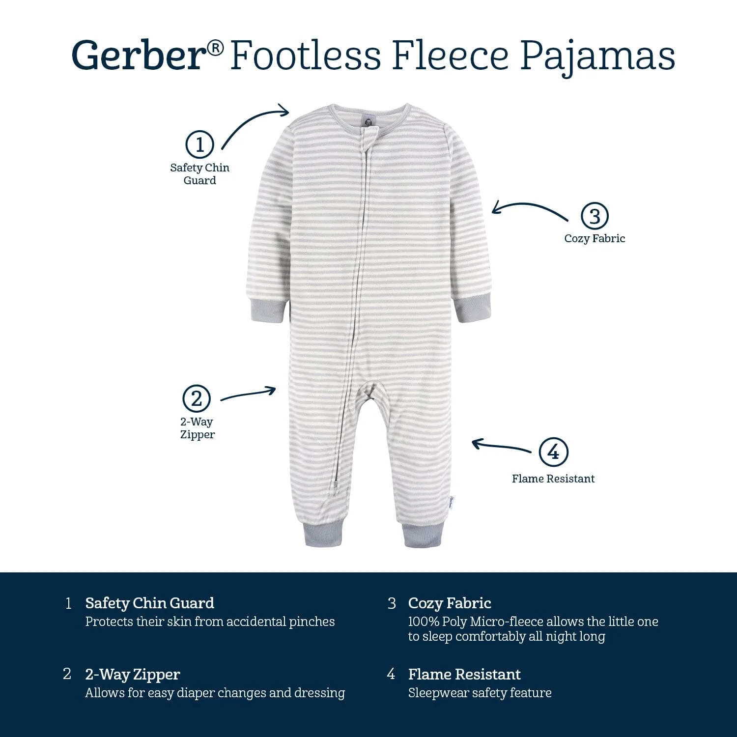 3-Pack Infant & Toddler Neutral Cactus Footless Fleece Pajamas Gerber Childrenswea