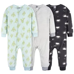 3-Pack Infant & Toddler Neutral Cactus Footless Fleece Pajamas Gerber Childrenswea