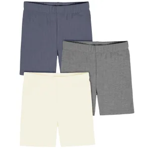 3-Pack Toddler Girls Navy, Dark Gray Heather, & Ivory Bike Shorts Gerber Childrenswea