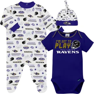 3-Piece Baby Boys Baltimore Ravens Bodysuit, Sleep 'N Play, and Cap Set Gerber Childrenswea