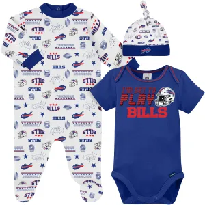 3-Piece Baby Boys Buffalo Bills Bodysuit, Sleep 'N Play, and Cap Set Gerber Childrenswea
