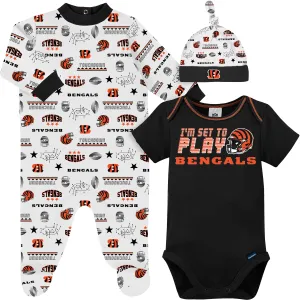 3-Piece Baby Boys Cincinnati Bengals Bodysuit, Sleep 'N Play, & Cap Set Gerber Childrenswea