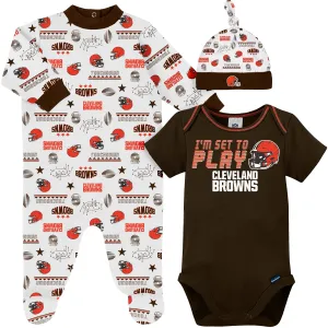 3-Piece Baby Boys Cleveland Browns Bodysuit, Sleep 'N Play, and Cap Set Gerber Childrenswea